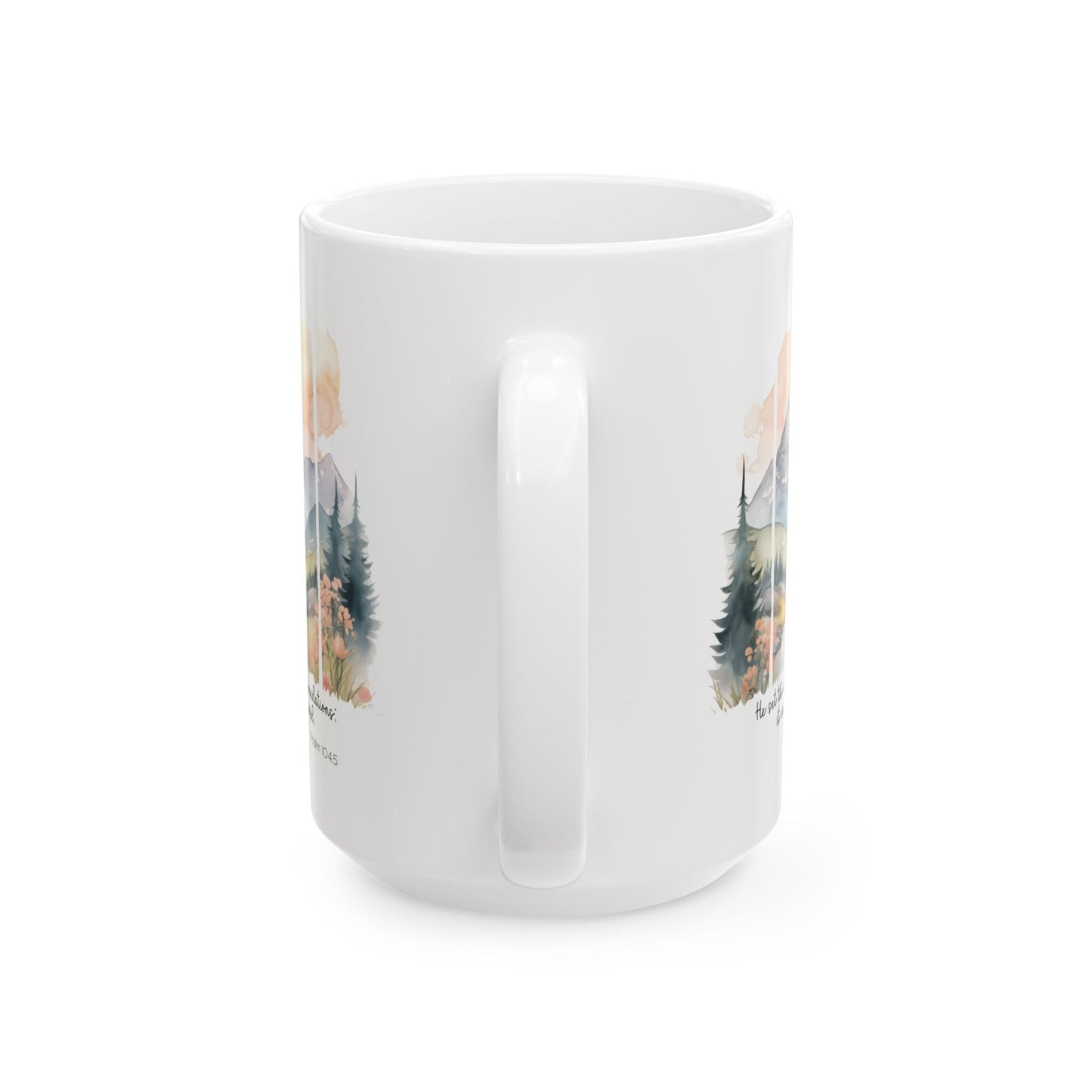 Christian Scripture Ceramic Mug, He Set The Earth On Its Foundations, Religious Coffee Cup, 11oz 15oz, Biblical Verse, Inspirational Gift