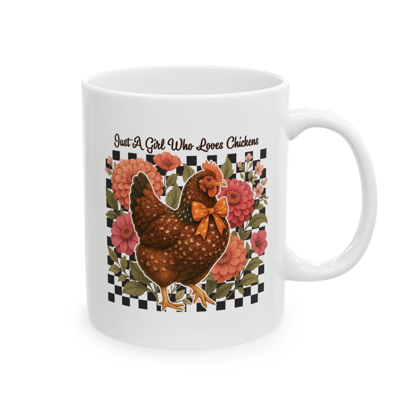 Chicken Lover Ceramic Mug, Just A Girl Who Loves Chickens Coffee Cup, Farmhouse Kitchen Decor, Funny Hen Tea Cup Gift, Animal Lover Coffee