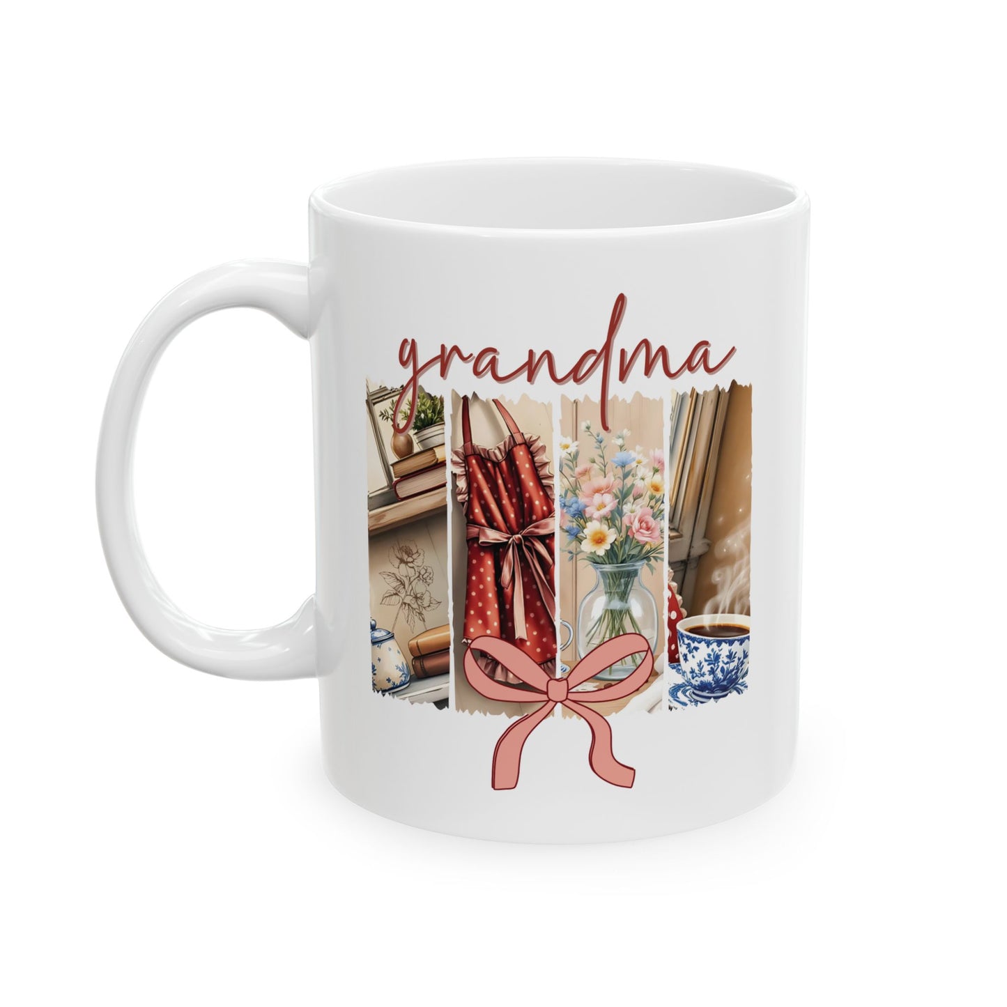 Grandma Brushstroke Ceramic Mug, Mothers Day Gift, Grandma Birthday Present, Coffee Lover Gift, Brushstroke Design Mug, Unique Mug