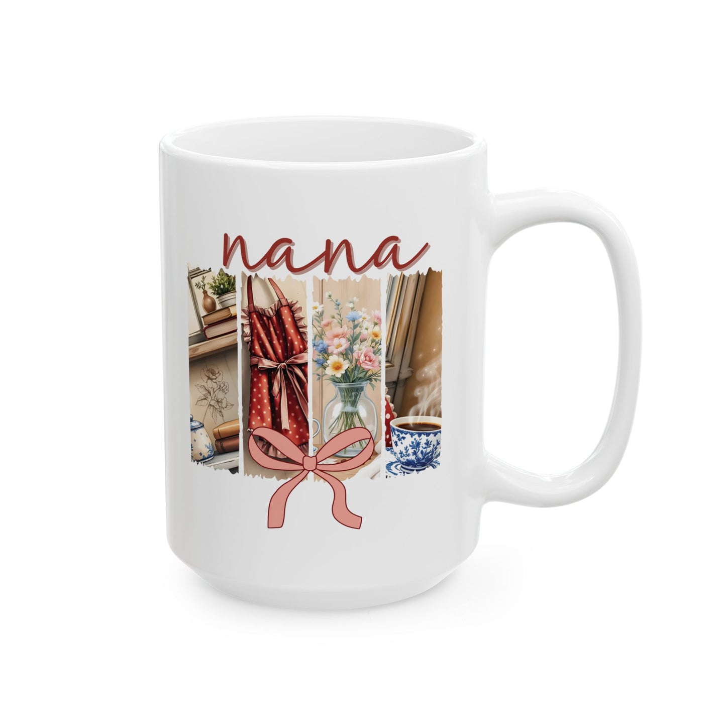 Ceramic Mug, Nana Brushstroke Design Coffee Cup - Grandmother Gift, Mother's Day, Birthday Present, Tea Mug, Unique Kitchen Decor