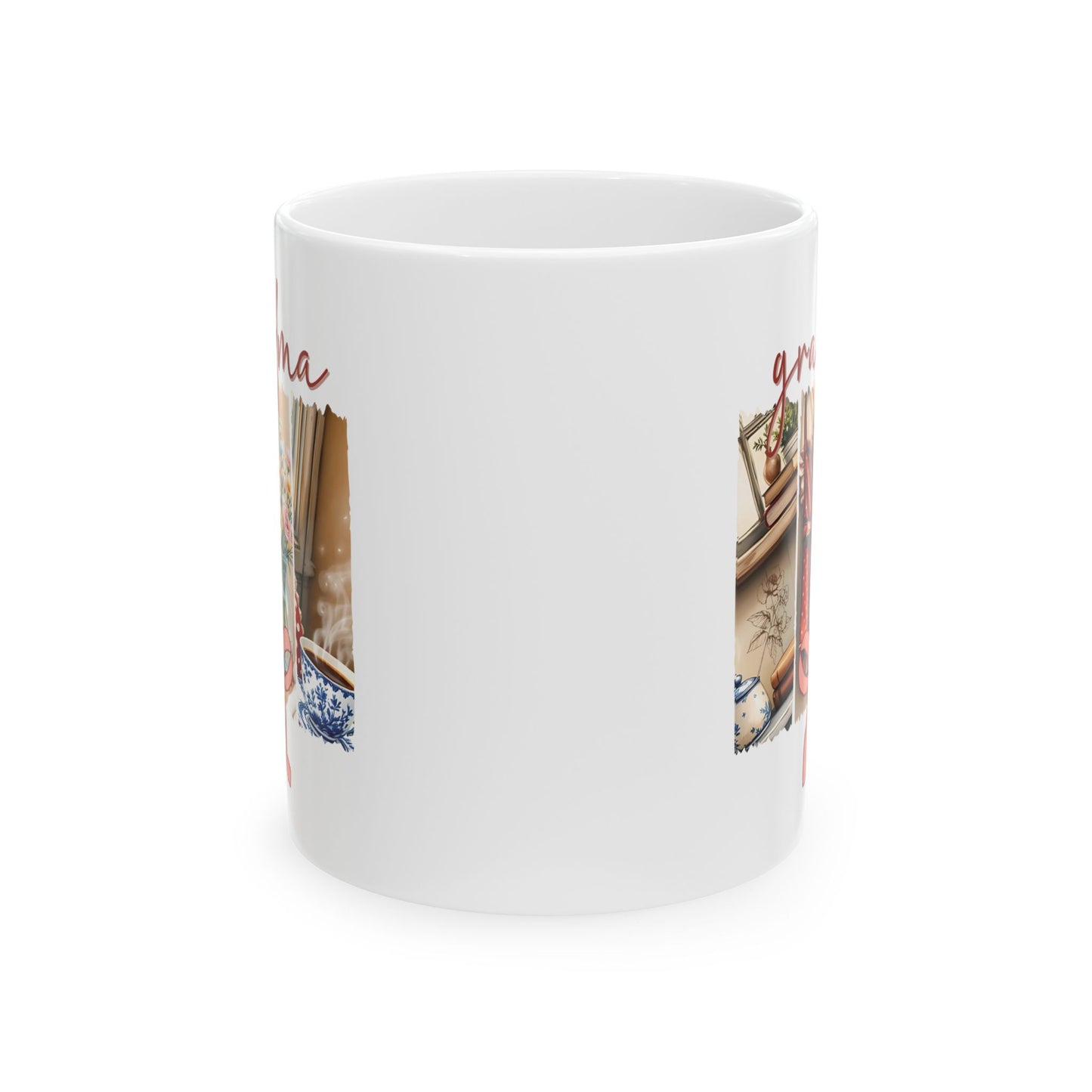 Grandma Brushstroke Ceramic Mug, Mothers Day Gift, Grandma Birthday Present, Coffee Lover Gift, Brushstroke Design Mug, Unique Mug