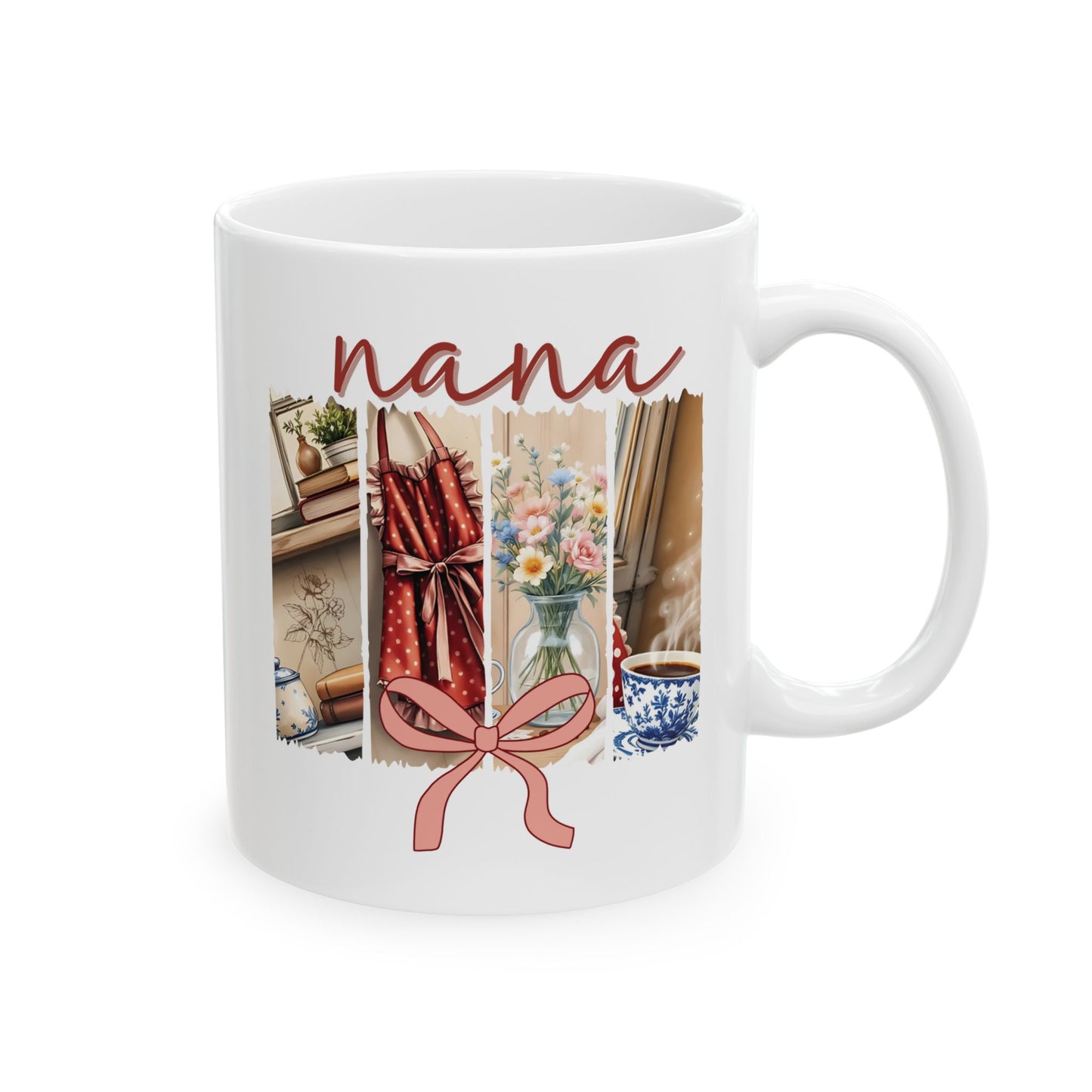 Ceramic Mug, Nana Brushstroke Design Coffee Cup - Grandmother Gift, Mother's Day, Birthday Present, Tea Mug, Unique Kitchen Decor