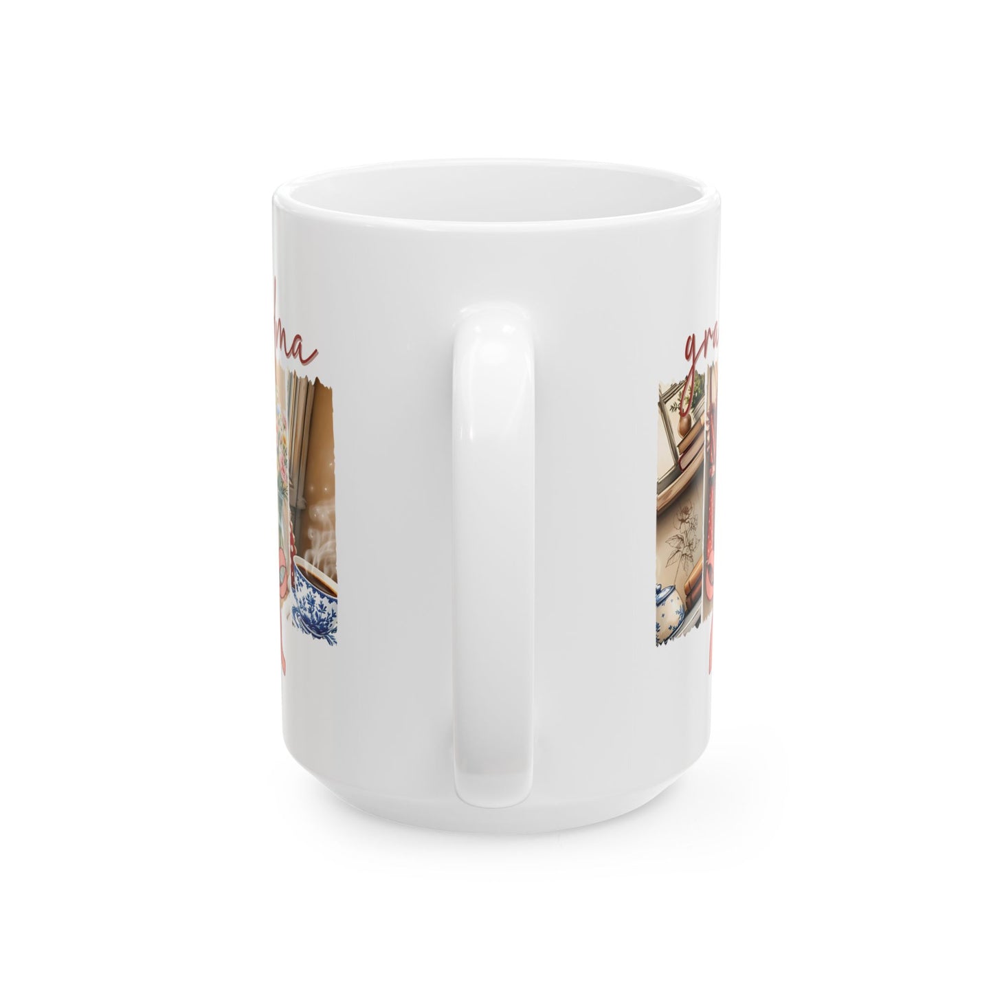 Grandma Brushstroke Ceramic Mug, Mothers Day Gift, Grandma Birthday Present, Coffee Lover Gift, Brushstroke Design Mug, Unique Mug