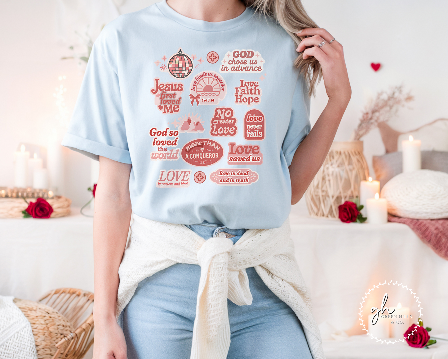 Christian Valentine's Stickers T-shirt, Comfort Colors Shirt