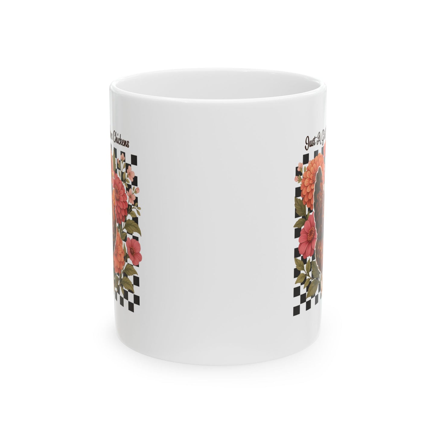 Chicken Lover Ceramic Mug, Just A Girl Who Loves Chickens Coffee Cup, Farmhouse Kitchen Decor, Funny Hen Tea Cup Gift, Animal Lover Coffee