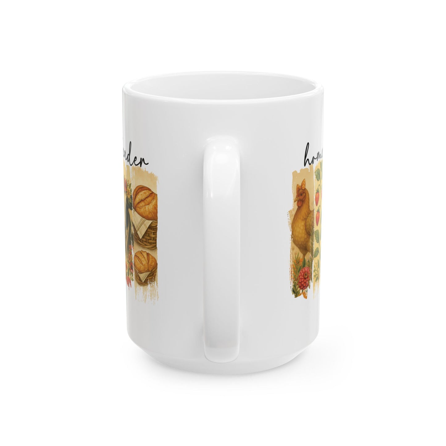 Homesteader Ceramic Mug, Brush Stroke Design - Farmhouse Coffee Cup, Country Kitchen Drinkware, Rustic Tea Mug, Handmade Farmer's Cup,