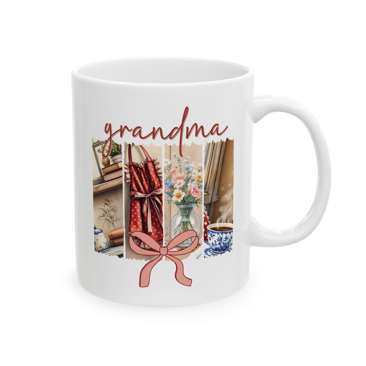 Grandma Brushstroke Ceramic Mug, Mothers Day Gift, Grandma Birthday Present, Coffee Lover Gift, Brushstroke Design Mug, Unique Mug