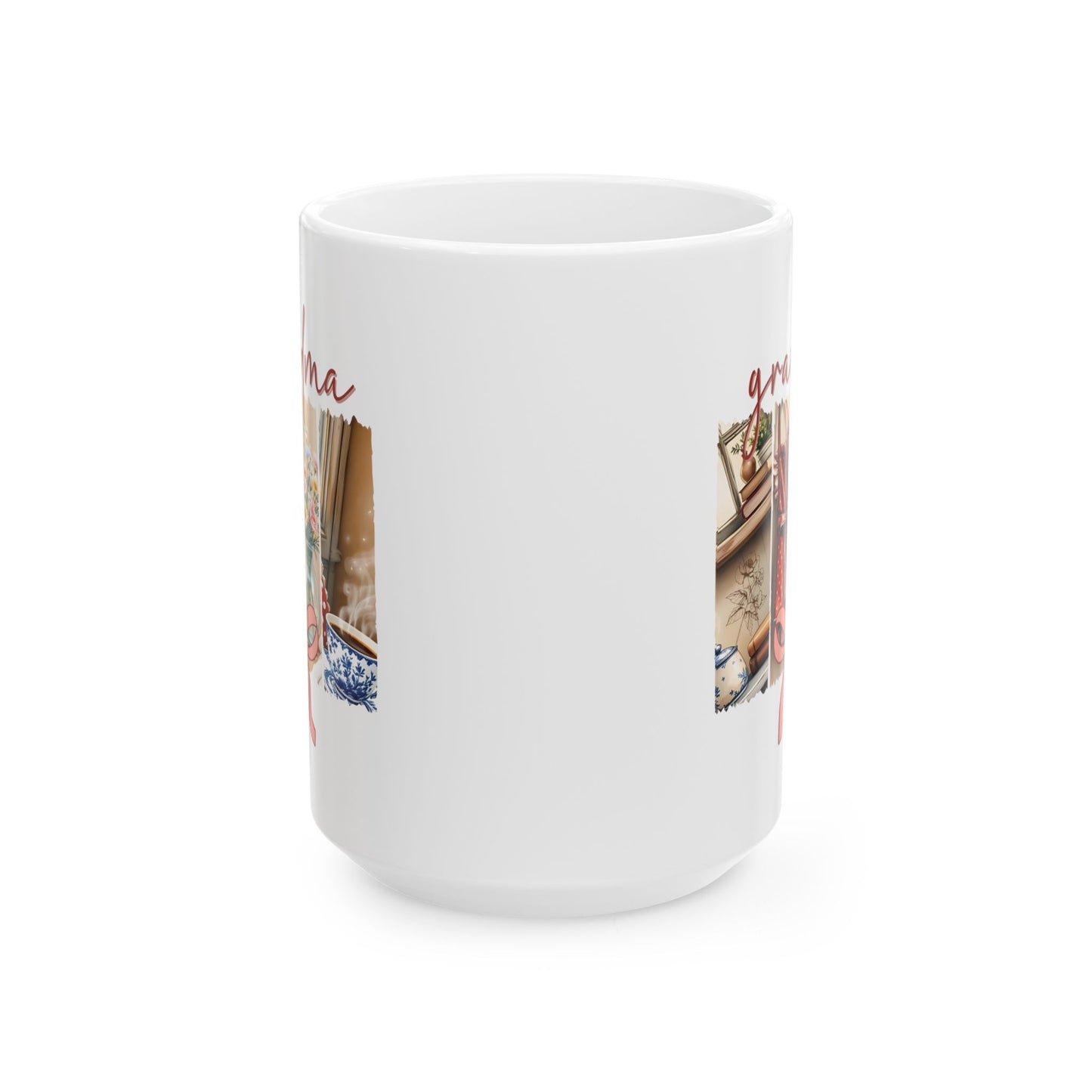 Grandma Brushstroke Ceramic Mug, Mothers Day Gift, Grandma Birthday Present, Coffee Lover Gift, Brushstroke Design Mug, Unique Mug