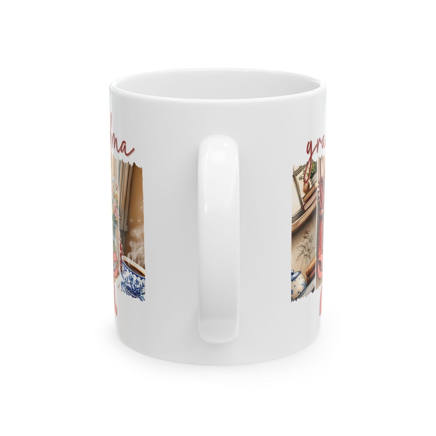 Grandma Brushstroke Ceramic Mug, Mothers Day Gift, Grandma Birthday Present, Coffee Lover Gift, Brushstroke Design Mug, Unique Mug