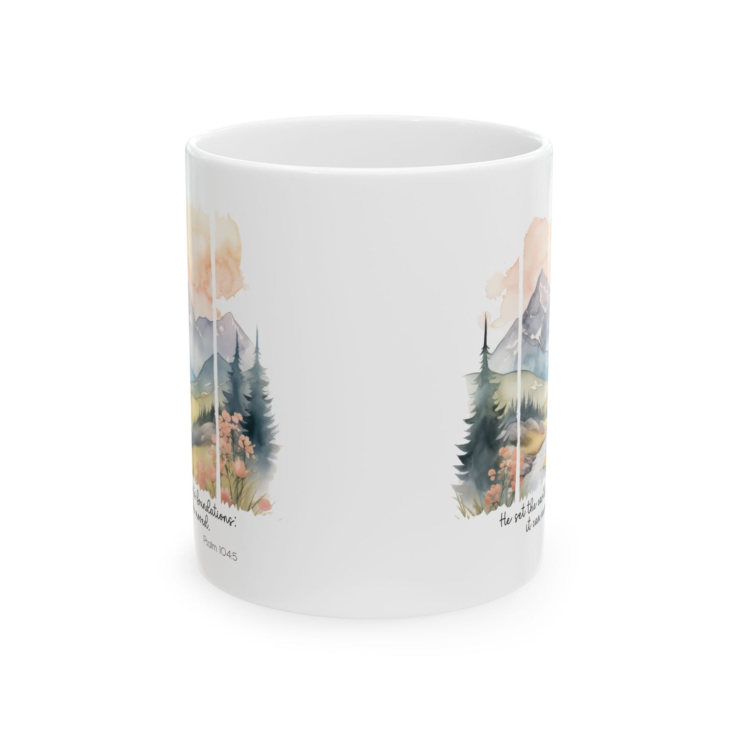 Christian Scripture Ceramic Mug, He Set The Earth On Its Foundations, Religious Coffee Cup, 11oz 15oz, Biblical Verse, Inspirational Gift