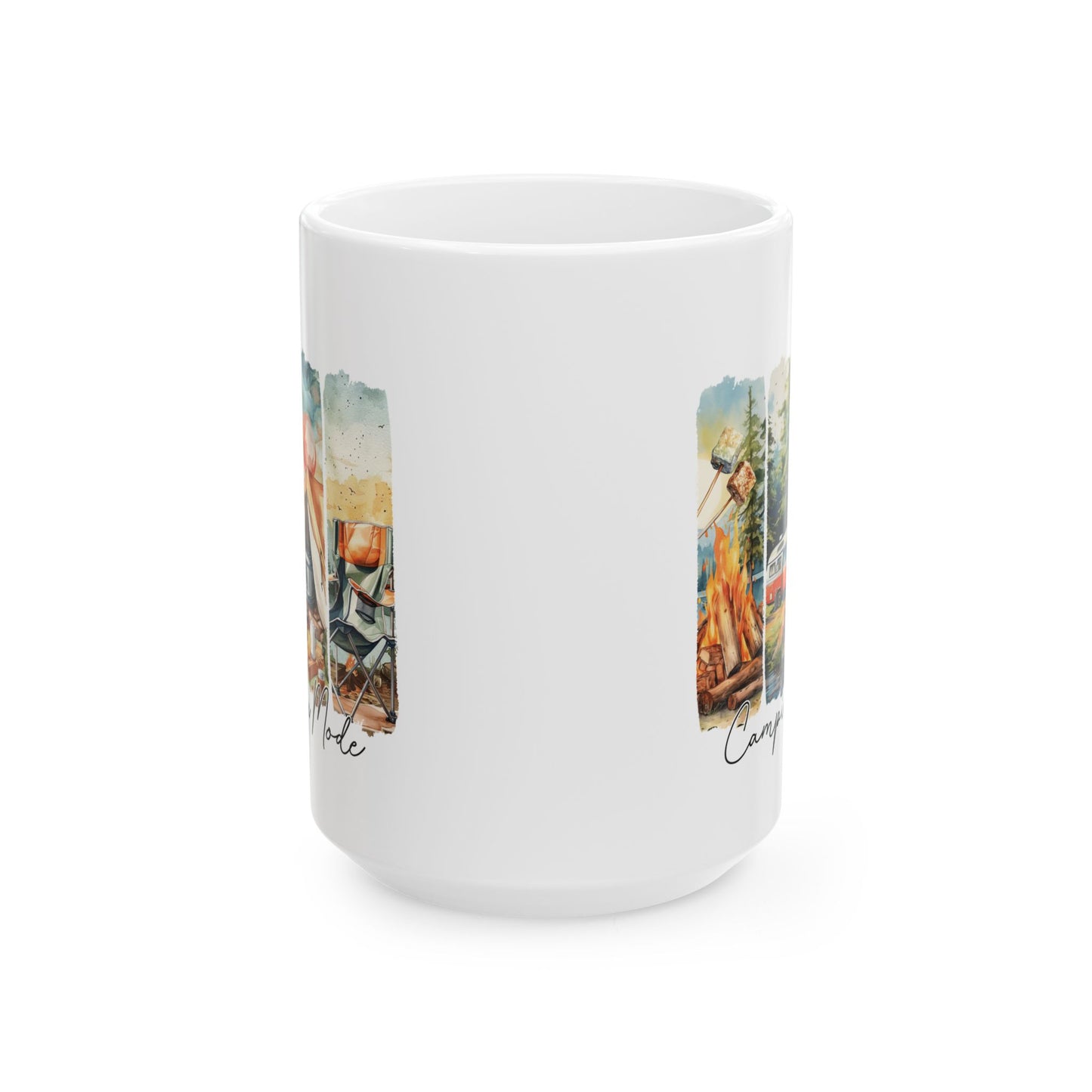 Camping Mode Ceramic Mug, 11oz 15oz Cup, Outdoor Adventure Hiking Coffee Tea, Gift for Camper, Travel Enthusiast, Campfire Lover, Mountain