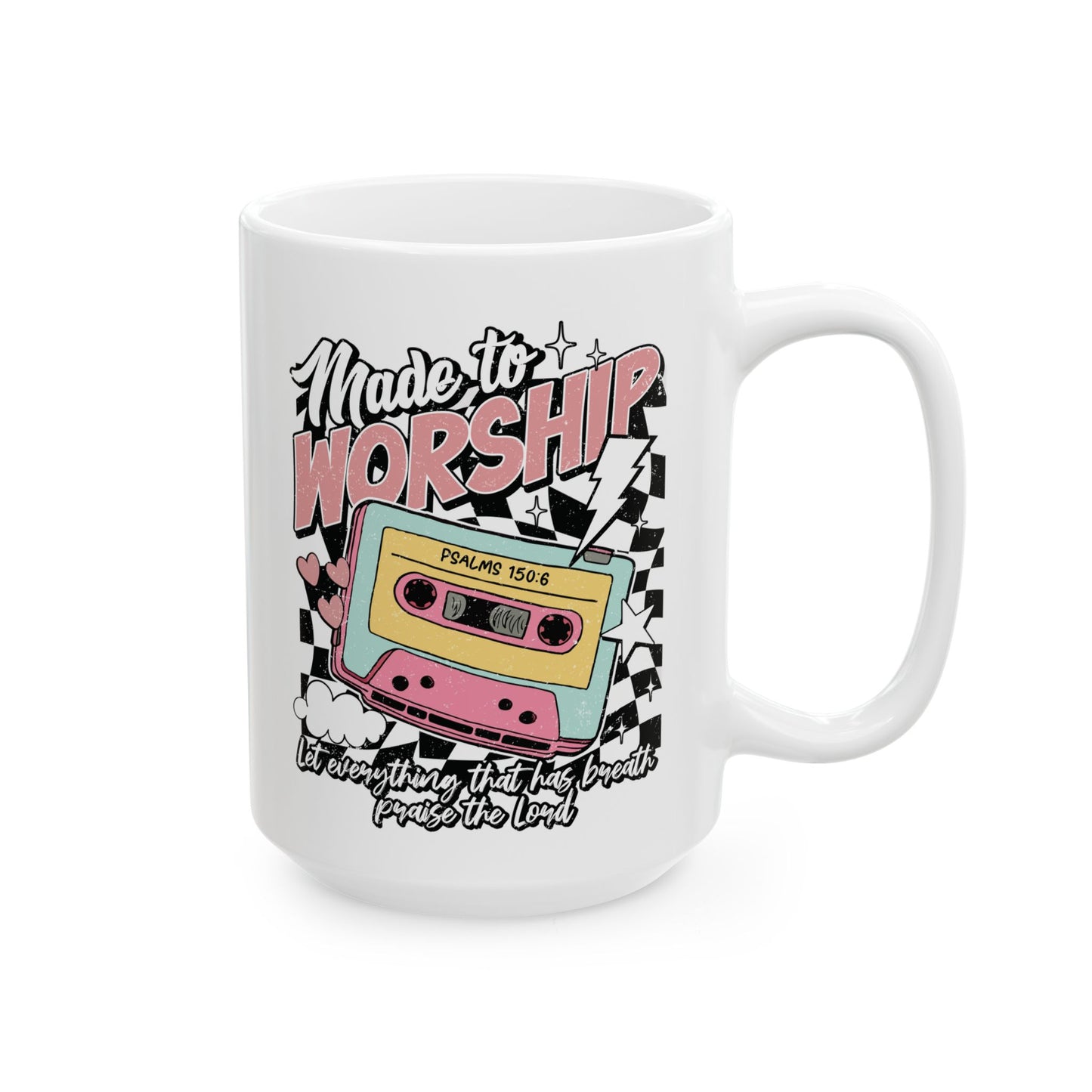 Christian Coffee Mug, Vintage Cassette Tape Design, 11oz and 15oz, Religious Tea Cup, Inspirational Drinkware