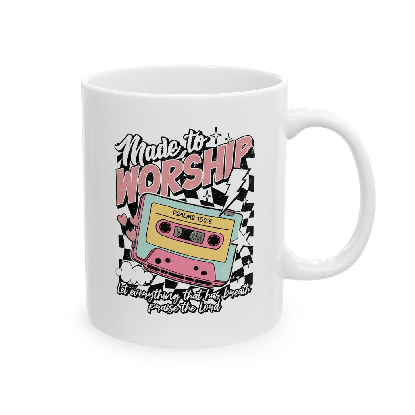 Christian Coffee Mug, Vintage Cassette Tape Design, 11oz and 15oz, Religious Tea Cup, Inspirational Drinkware