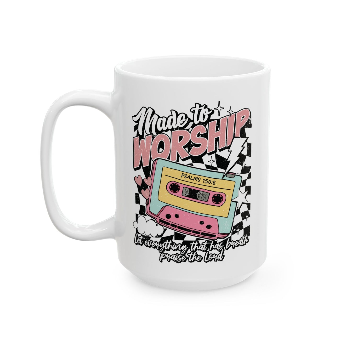 Christian Coffee Mug, Vintage Cassette Tape Design, 11oz and 15oz, Religious Tea Cup, Inspirational Drinkware