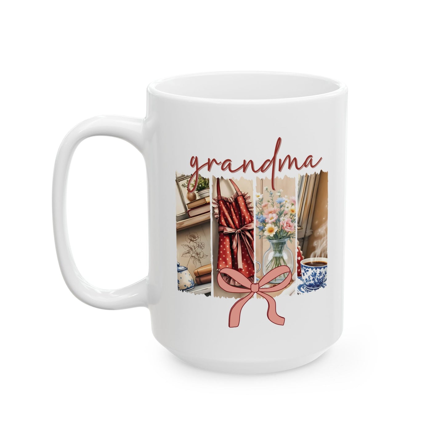 Grandma Brushstroke Ceramic Mug, Mothers Day Gift, Grandma Birthday Present, Coffee Lover Gift, Brushstroke Design Mug, Unique Mug