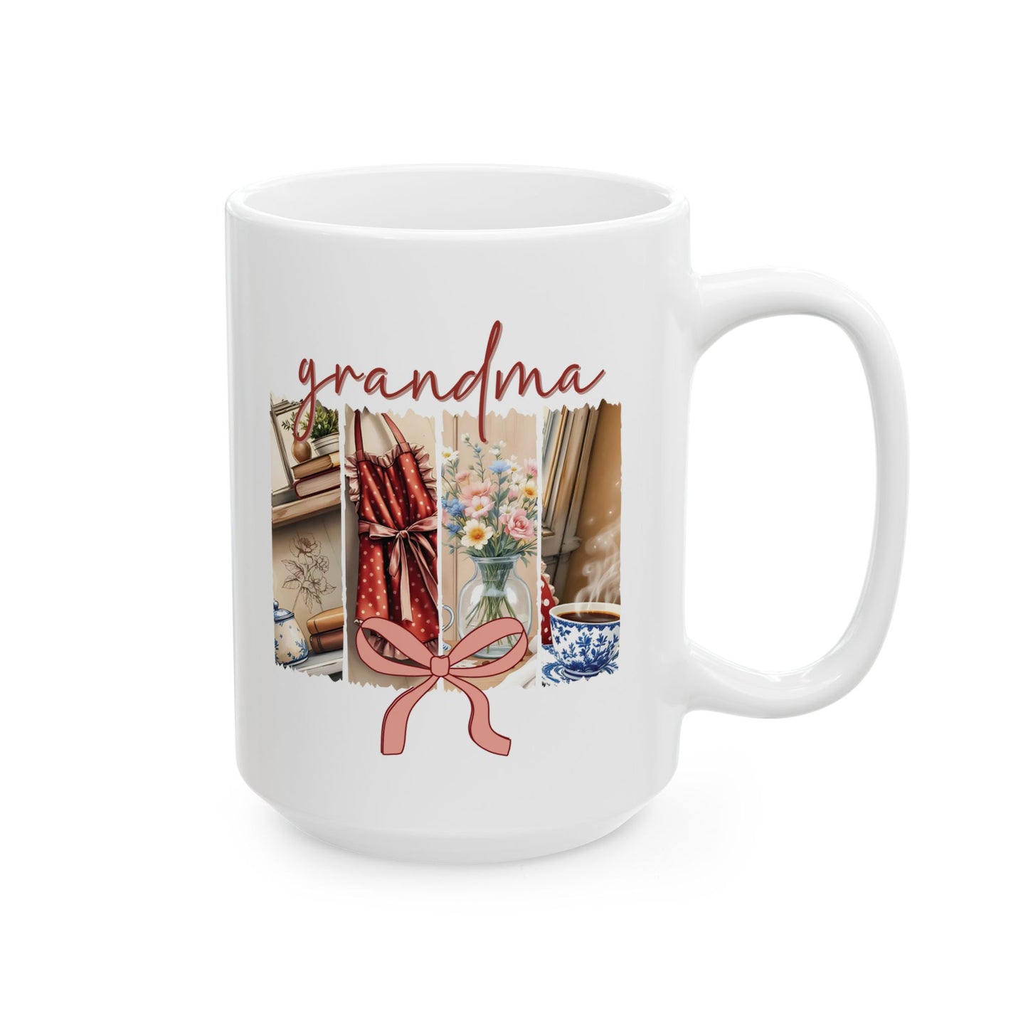 Grandma Brushstroke Ceramic Mug, Mothers Day Gift, Grandma Birthday Present, Coffee Lover Gift, Brushstroke Design Mug, Unique Mug