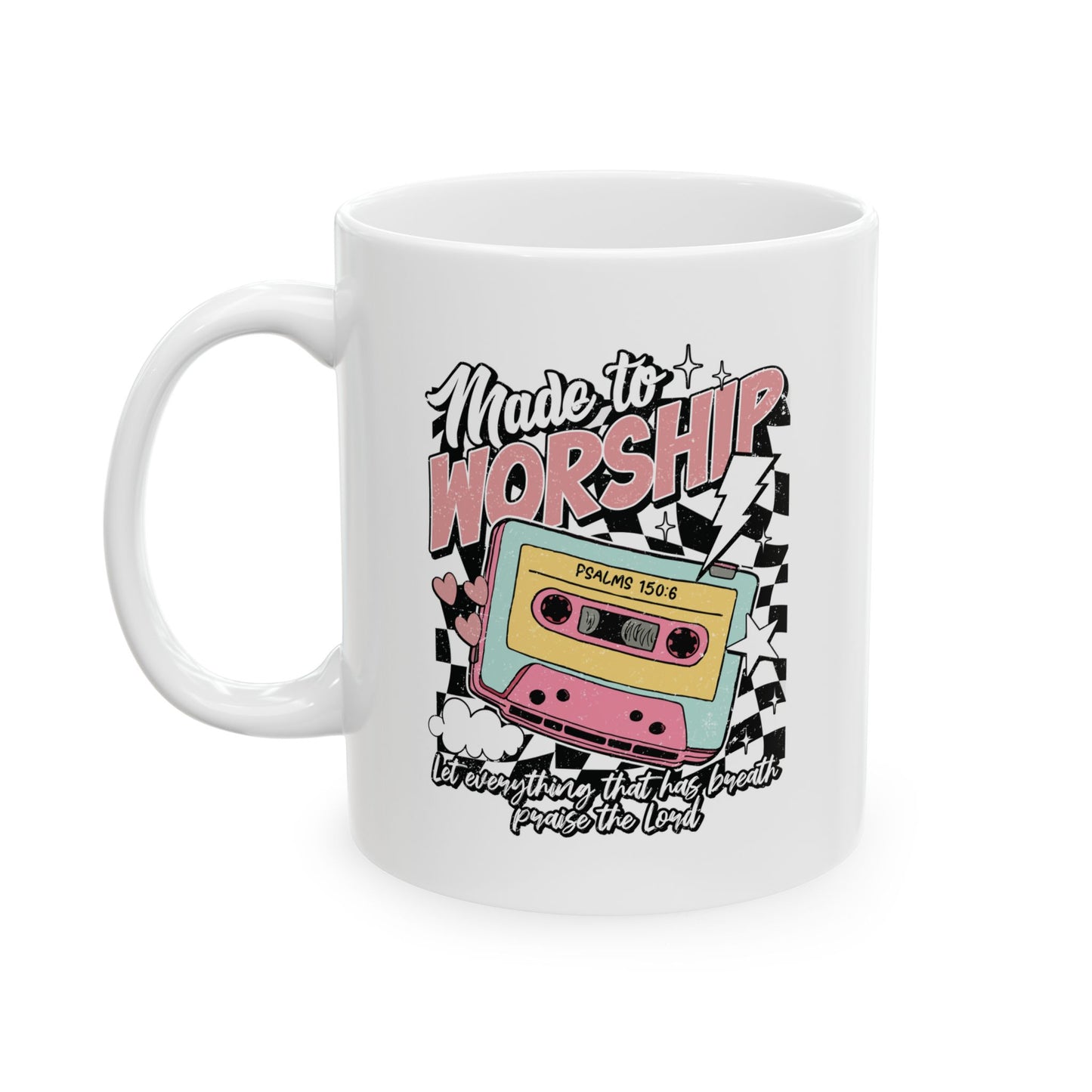Christian Coffee Mug, Vintage Cassette Tape Design, 11oz and 15oz, Religious Tea Cup, Inspirational Drinkware